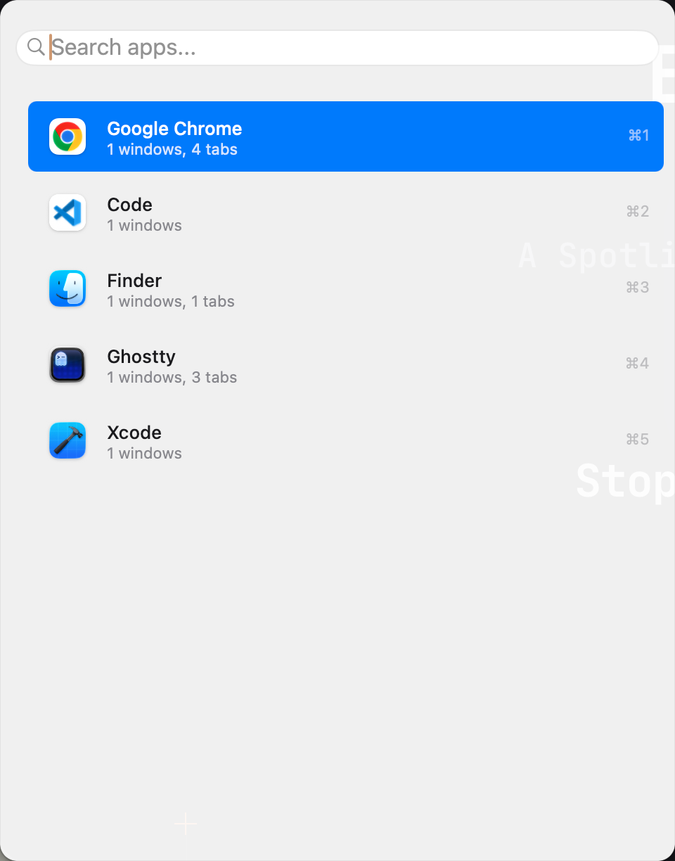 TabSwitch app list: launch installed apps from the search box